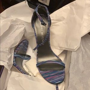 Stuart Weitzman Nudist Blue Prism Sandals